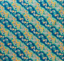 Turquoise color Diagonal Tiare Lei Polyester Fabric