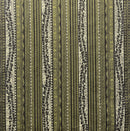 A fabric with a traditional Polynesian tattoo design, featuring black and olive green patterns.