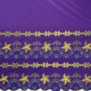 Plumeria Flower Embroidered Double Border Polyester Fabric | Islands Fabric