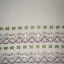 Plumeria Flower Embroidered Double Border Polyester Fabric | Islands Fabric