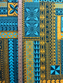 Polynesian Geometric Symmetrical design Peachskin Fabric | Islands Fabric