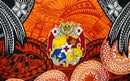 Orange colored Kingdom of Tonga Seal Plumeria Tattoo Design Sarong