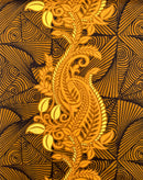 Golden Brown Paradise Floral Vines Cotton Fabric
