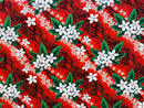Red/Orange Tiare & Banana Leaf Tribal Design Cotton Fabric