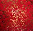 Red/Gold colored Tiare Swirls Fabric