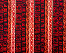 Red, White, Black Traditional Fiji Cotton Fabric