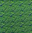 Green colored Traditional Polynesian Tattoo Swirl design Cotton Light Barkcloth Fabric