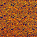 Orange colored Traditional Polynesian Tattoo Swirl design Cotton Light Barkcloth Fabric