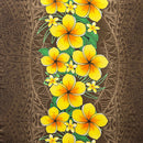Brown colored Traditional Tattoo Traditional Tattoo Plumeria Monstera Leaves design Fabric 