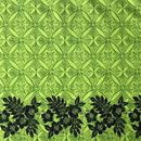 Lime green Tropical Floral Border Polyester Fabric