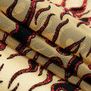 Fiery Glittered Flocked Stretch Mesh Fabric | Blue Moon Fabrics