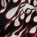 Fiery Glittered Flocked Stretch Mesh Fabric | Blue Moon Fabrics
