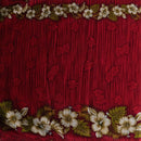 Hibiscus Palm Split leaf Double Border design Cotton Light Barkcloth Fabric | Islands Fabric