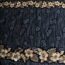 Hibiscus Palm Split leaf Double Border design Cotton Light Barkcloth Fabric | Islands Fabric