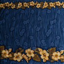 Hibiscus Palm Split leaf Double Border design Cotton Light Barkcloth Fabric | Islands Fabric