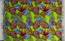 Lime All Over Split Leaves Sarong with Fringes