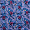 Lavender colored Hibiscus Monstera Palm leaves Polyester Fabric