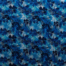 Navy & Aqua colored Hibiscus Palm Watercolor design Fabric