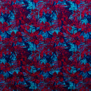 Red & Aqua colored Hibiscus Palm Watercolor design Fabric
