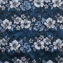 Hibiscus/Plumeria/Monstera Leaf | Polyester Fabric Gray/Light Blue