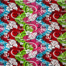 Multicolored Traditional Tattoo & Plumeria Design Polyester Fabric | Islands Fabric