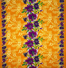 Triple Lily Border with tropical Flowers & Leaves Rayon Fabric | Islands Fabric