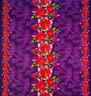 Triple Lily Border with tropical Flowers & Leaves Rayon Fabric | Islands Fabric