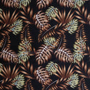 Black colored Monstera & Split Leaves Fabric