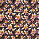 Light Pink/Lilac Plumeria & Tropical Leaves Print Fabric