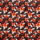 Red/Orange/Pink Plumeria & Tropical Leaves Print Fabric
