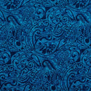 Royal/Navy colored Polynesian Tribal Stems & Leaves All Over Design Cotton Light Barkcloth Fabric