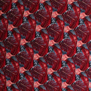 Red & White Split & Banana Leaf w/ Traditional Tribal design Rayon Poplin Fabric