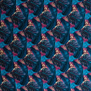 Turquoise & Pink Split & Banana Leaf w/ Traditional Tribal design Rayon Poplin Fabric