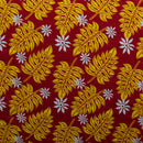 Red/Yellow colored Tiare & Split Leaf Cotton Fabric