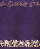Purple colored Tiare & Swirls Double Border Polyester Glitter Fabric