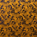 Yellow/Royal Tiare Swirls Fabric