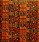 Orange & Black Traditional Polynesian Tapa Light Barkcloth Fabric