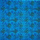 Light Blue/Royal Traditional Polynesian Tattoo All Over design Polyester Fabric