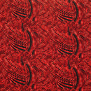 Red colored Traditional Polynesian Tattoo Design Rayon Poplin Fabric