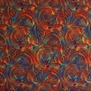 Orange on Red colored Traditional Polynesian Tattoo Design Watercolor Polyester Fabric