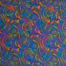 Orange and Blue colored Traditional Polynesian Tattoo Design Watercolor Polyester Fabric