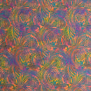 Orange on Aqua colored Traditional Polynesian Tattoo Design Watercolor Polyester Fabric