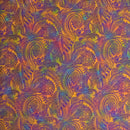 Orange on Purple colored Traditional Polynesian Tattoo Design Watercolor Polyester Fabric