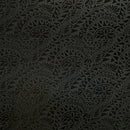 Black/Black Traditional Polynesian Tattoo Water Lily design Polyester Foil Fabric