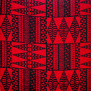 Red & Black colored Traditional Tongan Geometric Design Fabric