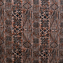 Khaki colored Traditional Tongan Geometric Design Peachskin Fabric