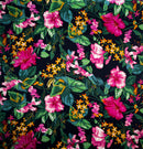Navy Tropical Garden Peachskin Fabric
